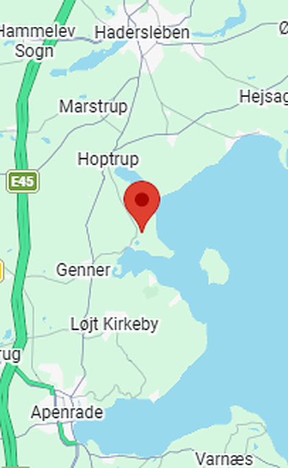 Kort over området omkring Genner, Aabenraa og Haderslev